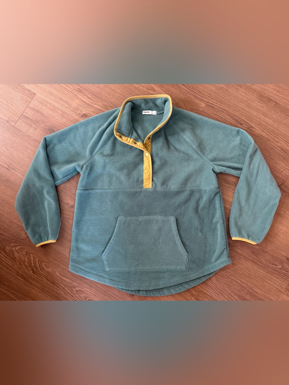 Green Fleece Pullover with Yellow Trim women's size large